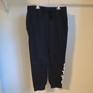 Adidas Black Sweatpants with White Logo On Lower Leg
